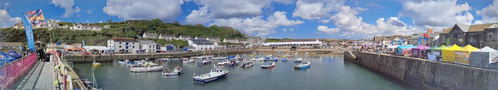 A panorama of Porthleven during the annual food festival