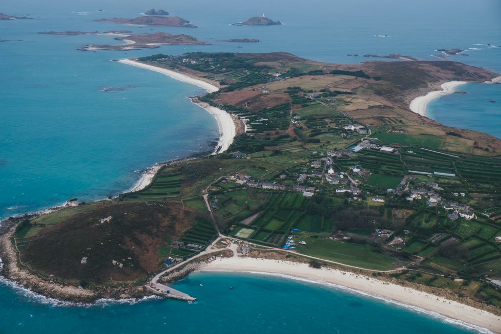 the Isles of Scilly from the air