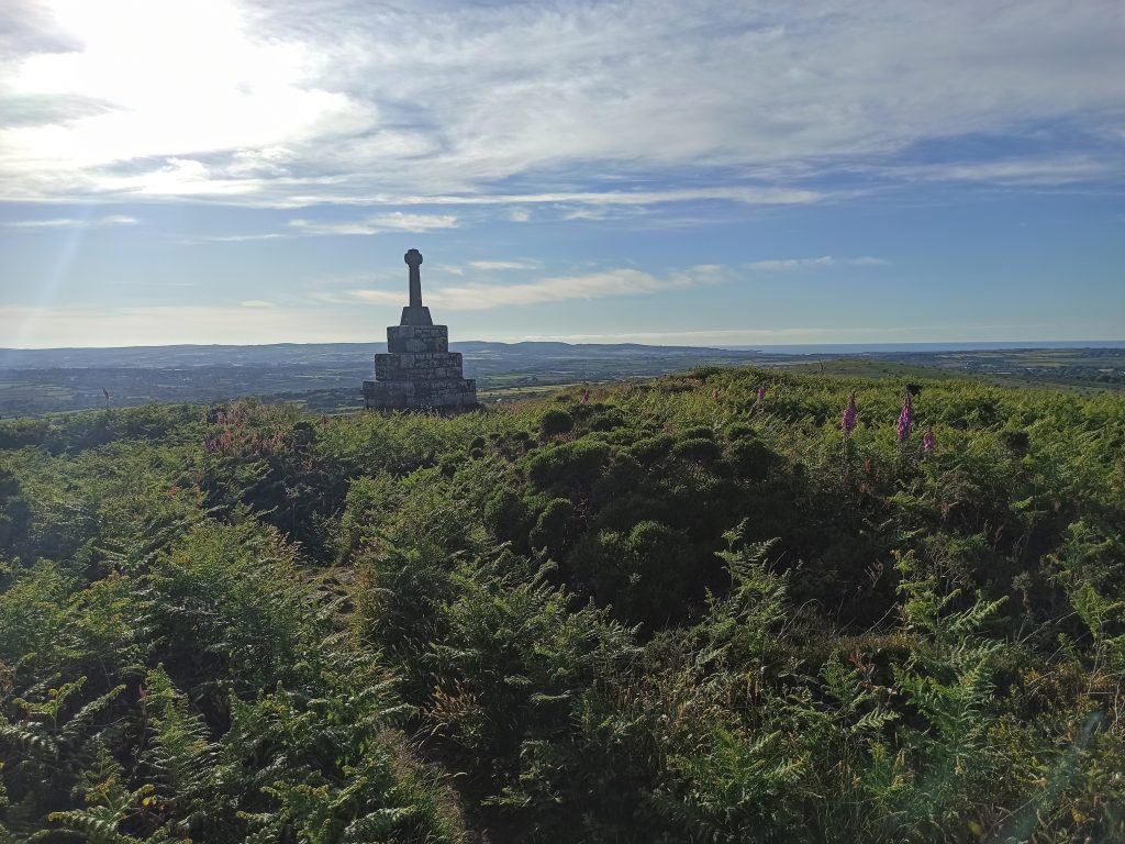 View of the war memorial on Treggoning Hill looking East