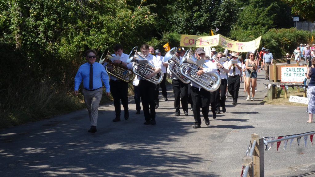 Breage Parish Silver Band lead the Tea Treat Procession in 2023